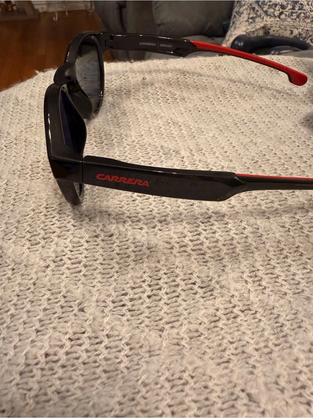 Carrera Men's Black Frames with Red Mirrored Lenses
